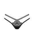 Трусики-стрінги Obsessive Blomentis thong, чорні, мереживні, боковинки — подвійні смужки