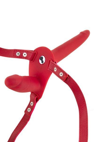 Подвійний страпон з вібрацією Fetish Tentation Vibrating Strap-On (м'яте паковання!!!)