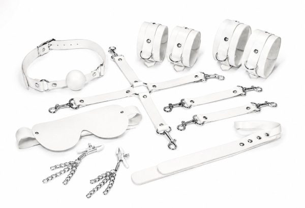 Набір Feral Feelings BDSM Kit 7 наручники, поножі, конектор, маска, падл, кляп, затискачі