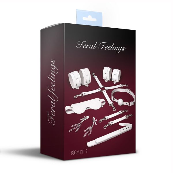 Набір Feral Feelings BDSM Kit 7 наручники, поножі, конектор, маска, падл, кляп, затискачі