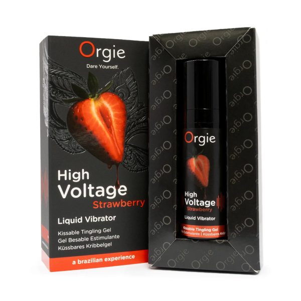 Рідкий вібратор Orgie High Voltage – Strawberry, 15 мл, ефект мурашок, дуже потужний, смак полуниці