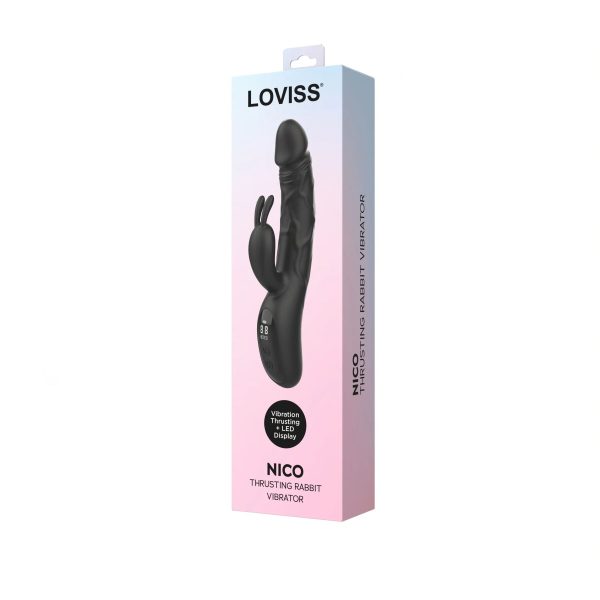 Вибратор-кролик с пульсацией Loviss Nico Thrusting Rabbit Vibrator, 9 режимов, двойной отросток