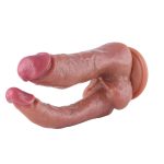 Двойной фаллоимитатор для секс-машин Hismith Double Penetrator 9.25″, KlicLok и присоска