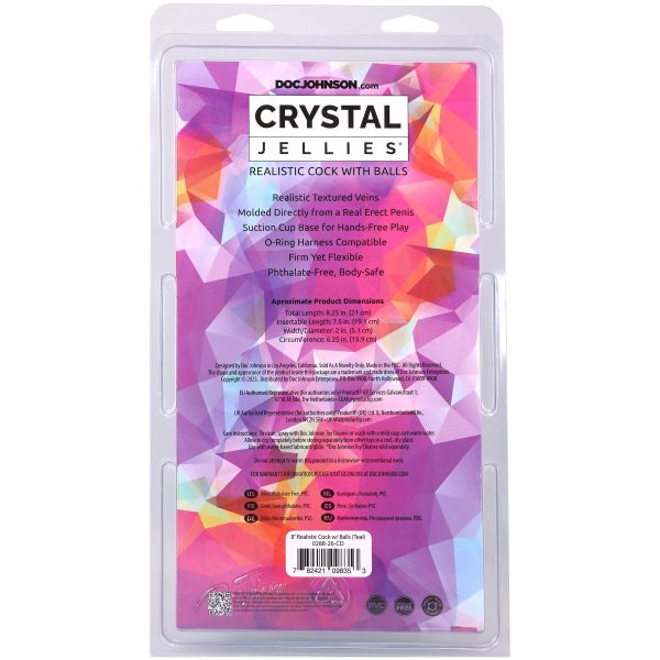 Фалоімітатор Doc Johnson Crystal Jellies - 8 Inch Realistic Cock with Balls