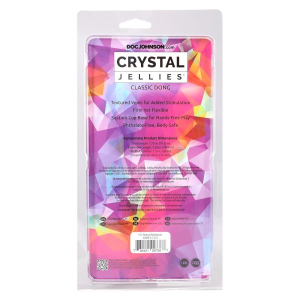 Фаллоимитатор Doc Johnson Crystal Jellies - 7.5 Inch Dong - Rainbow