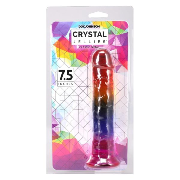 Фаллоимитатор Doc Johnson Crystal Jellies - 7.5 Inch Dong - Rainbow