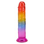 Фаллоимитатор Doc Johnson Crystal Jellies - 7 Inch Сlassic Dong - Rainbow