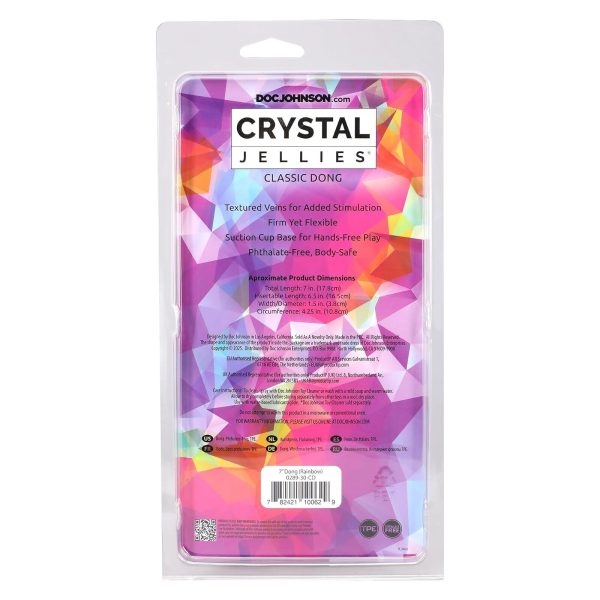 Фаллоимитатор Doc Johnson Crystal Jellies - 7 Inch Сlassic Dong - Rainbow