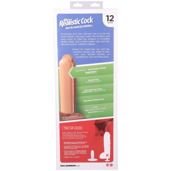Фаллоимитатор Doc Johnson The Realistic Cock ULTRASKYN - 12 Inch Hung with Balls Chocolate