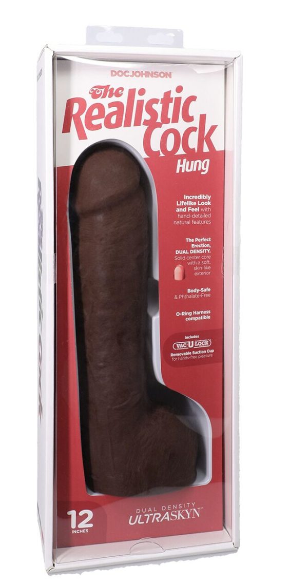 Фаллоимитатор Doc Johnson The Realistic Cock ULTRASKYN - 12 Inch Hung with Balls Chocolate