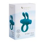 Ерекційне віброкільце Pleasures Premium Rabbit Ring бірюзове, зі знімною віброкулею та вушками