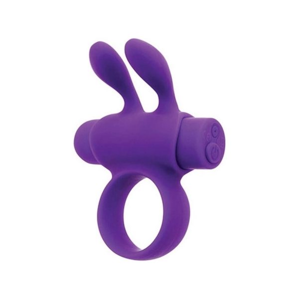 Эрекционное виброкольцо Pleasures Premium Rabbit Ring фиолетовое, со съемной вибропулей и ушками