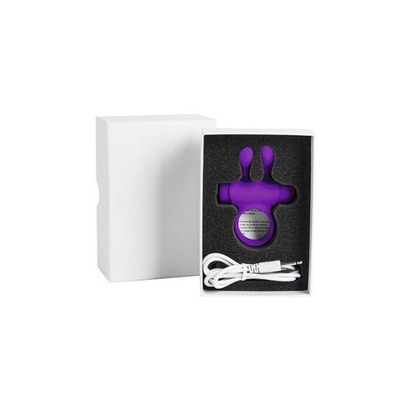 Эрекционное виброкольцо Pleasures Premium Rabbit Ring фиолетовое, со съемной вибропулей и ушками