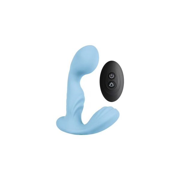 Вибромассажер простаты Pleasures Premium FUZZY, бирюзовый, с рельефом, 10 режимов вибрации