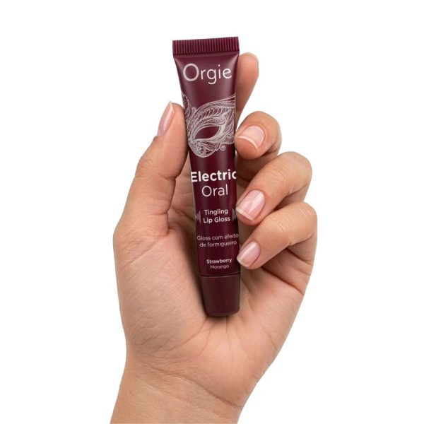 Віброблиск для губ Orgie Electric Oral Lips Gloss Strawberry 10 мл, з ефектом поколювання